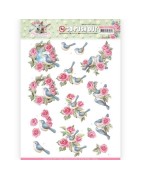 (SB10333)3D Pushout - Amy Design - Spring is Here - Birds and Roses