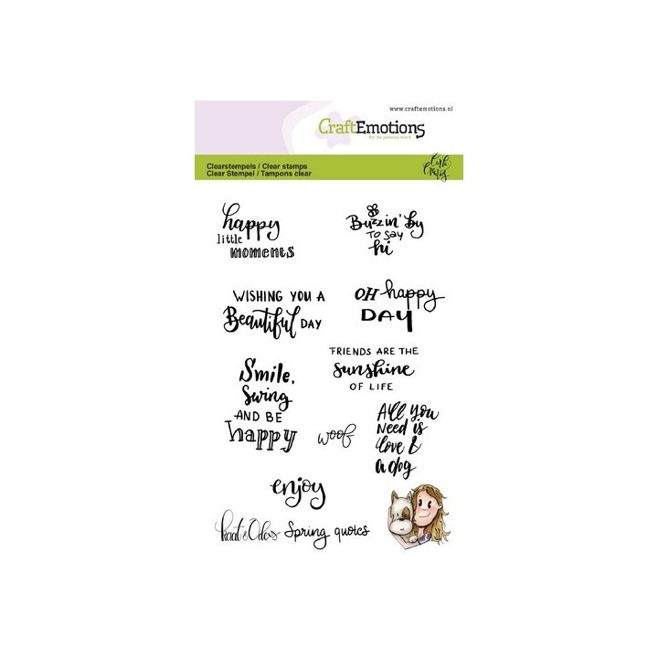 (1600)CraftEmotions clearstamps A6 - Kaat en Odey Spring quotes