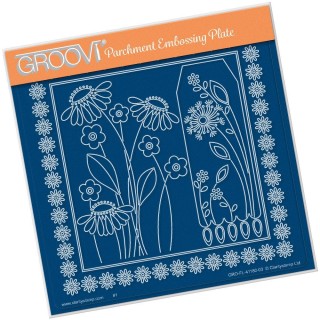 (GRO-FL-41180-03)Groovi Plate A5 TINA'S DAISY FRAME & DANDELION