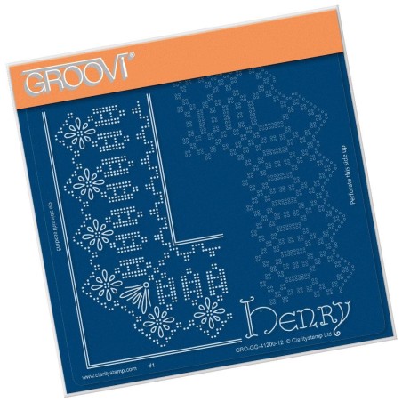 (GRO-GG-41200-12)Groovi Grid Piercing Plate HENRY LACE FRAME CORNER DUET