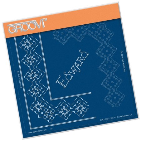 (GRO-GG-41202-12)Groovi Grid Piercing Plate EDWARD LACE FRAME CORNER DUET