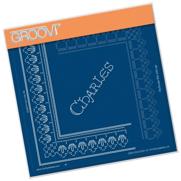 (GRO-GG-41201-12)Groovi Grid Piercing Plate CHARLES LACE FRAME CORNER DUET