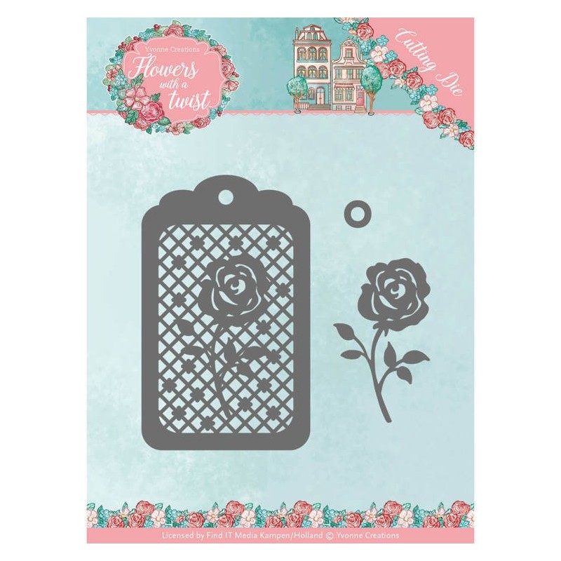 (YCD10166)Dies - Yvonne Creations - Flowers with a Twist- Rose Label