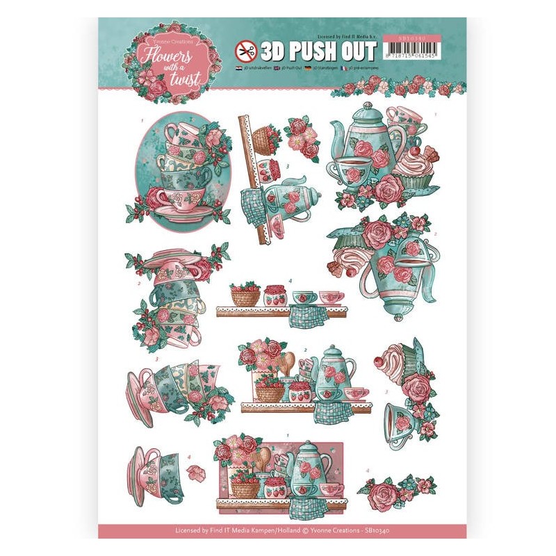 (SB10340)3D Pushout - Yvonne Creations - Flowers with a Twist - Tea Time
