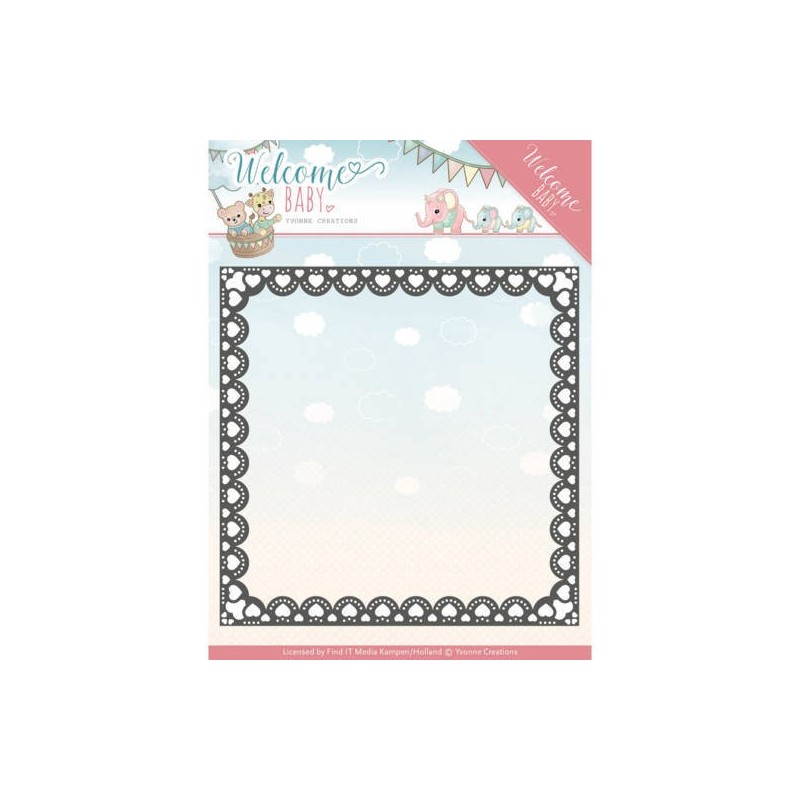 (YCD10153)Dies - Yvonne Creations- Welcome Baby - Heart Frame