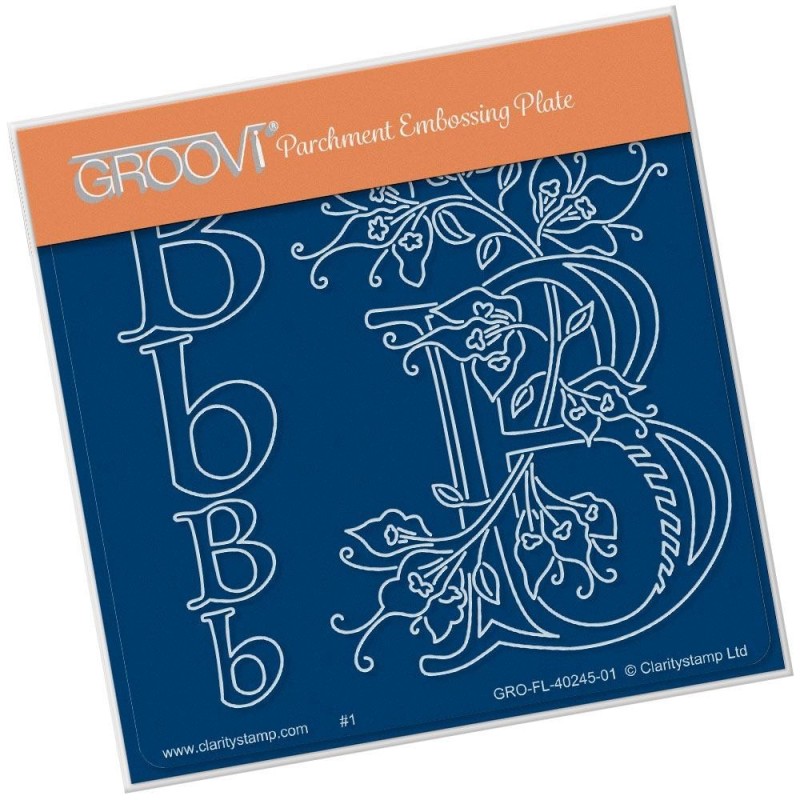(GRO-FL-40245-01)Groovi® Baby plate A6 BARBARA'S FLORAL ALPHABET - B