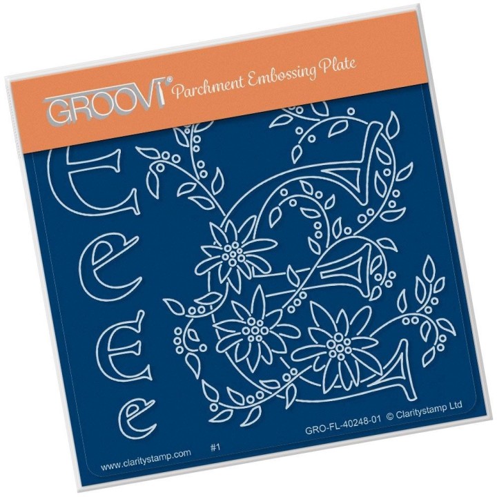 (GRO-FL-40248-01)Groovi® Baby plate A6 BARBARA'S FLORAL ALPHABET - E