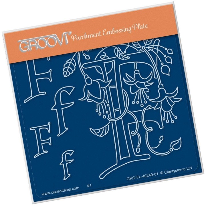 (GRO-FL-40249-01)Groovi® Baby plate A6 BARBARA'S FLORAL ALPHABET - F