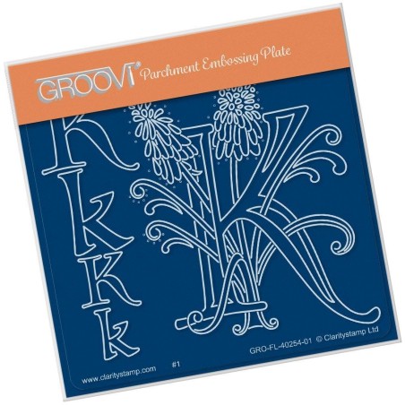 (GRO-FL-40254-01)Groovi® Baby plate A6 BARBARA'S FLORAL ALPHABET - K