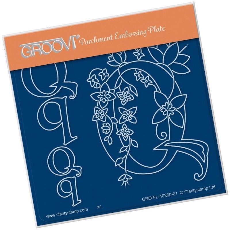 (GRO-FL-40260-01)Groovi® Baby plate A6 BARBARA'S FLORAL ALPHABET - Q