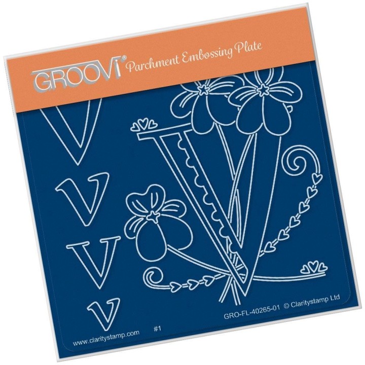 (GRO-FL-40265-01)Groovi® Baby plate A6 BARBARA'S FLORAL ALPHABET - V