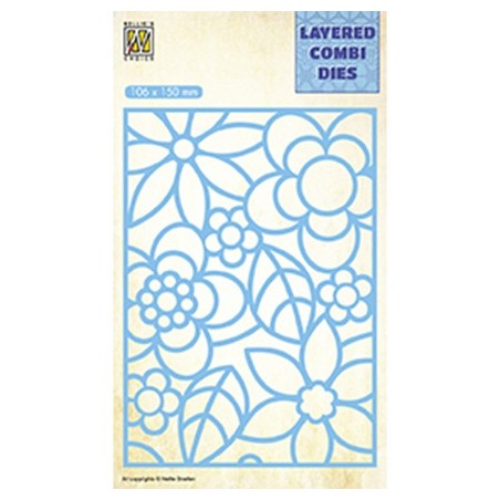 (LCDB001)Nellie's Layered combi dies Rectangle Flowers-2 Layer-A