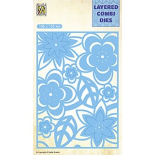 (LCDB003)Nellie's Layered combi dies Rectangle Flowers-2 Layer-C