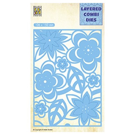 (LCDB003)Nellie's Layered combi dies Rectangle Flowers-2 Layer-C
