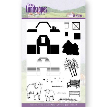 (JACS10025)Clear Stamps - Jeanines Art- Spring Landscapes Farm