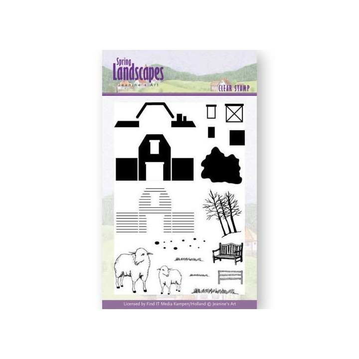 (JACS10025)Clear Stamps - Jeanines Art- Spring Landscapes Farm