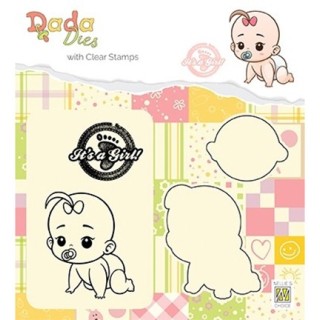 (DDCS012)Nellie's DADA Dies with stamp It's a girl: crawling