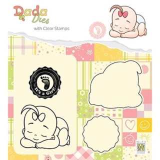 (DDCS013)Nellie's DADA Dies with stamp It's a girl: taking a rest