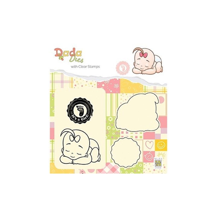 (DDCS013)Nellie's DADA Dies with stamp It's a girl: taking a rest