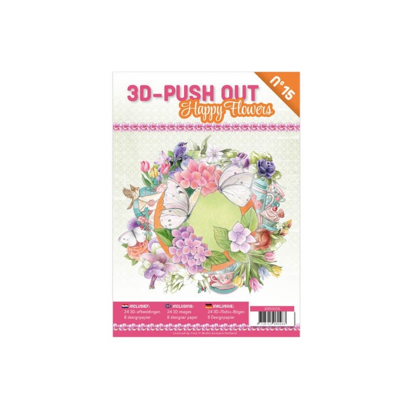(3DPO10015)3D Push Out Book Happy Flowers