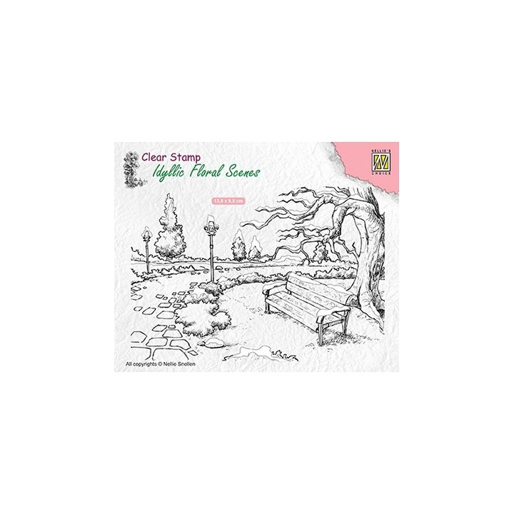 (IFS016)Nellie`s Choice Clearstamp - Wintery park with bench