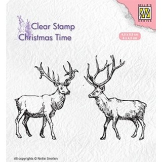 (CT028)Nellie's Choice Clear Stamp Christmas time Two reindeer
