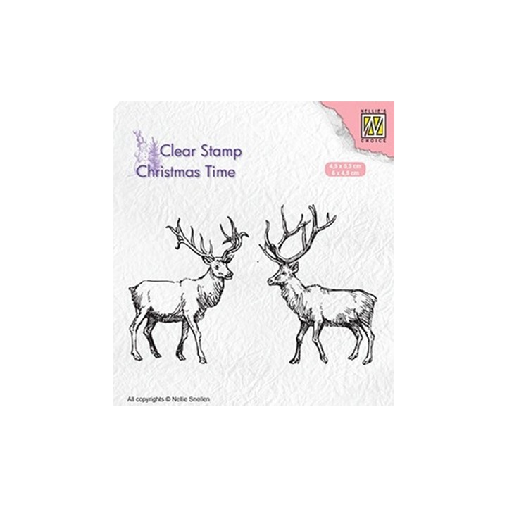 (CT028)Nellie's Choice Clear Stamp Christmas time Two reindeer