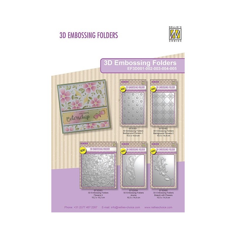 Nellies Choice 3D Embossing Folders Backgrounds Flowers-3-152x152mm 