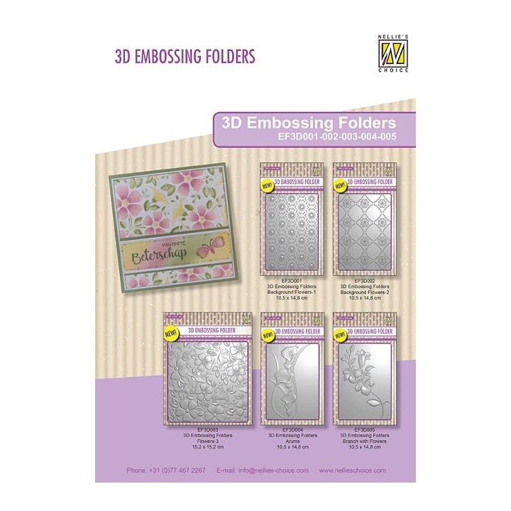 (EF3D003)Nellie's Choice Embossing folder Backgrounds Flowers-3