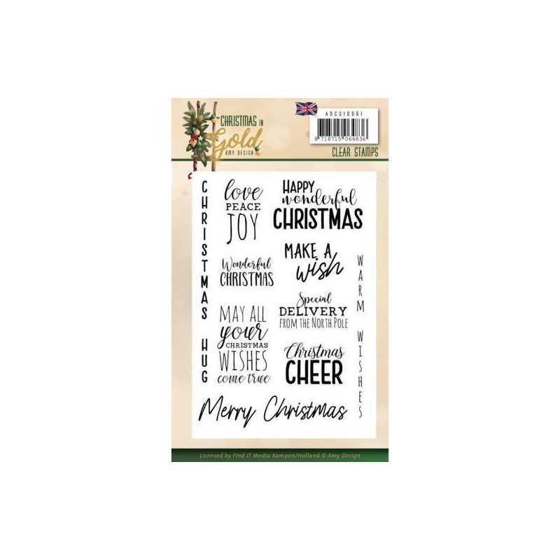 (ADCS10061)Clear Stamps - Amy Design - Christmas in Gold - Text EN