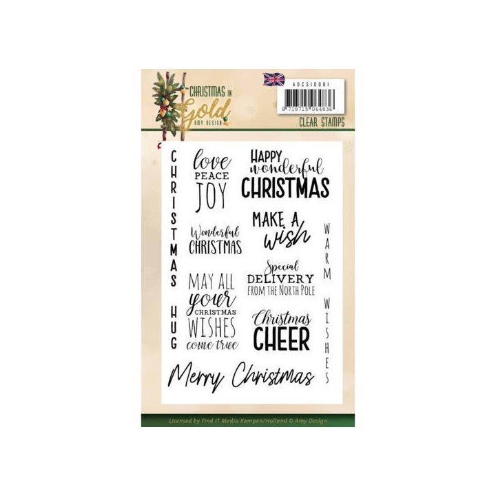 (ADCS10061)Clear Stamps - Amy Design - Christmas in Gold - Text EN