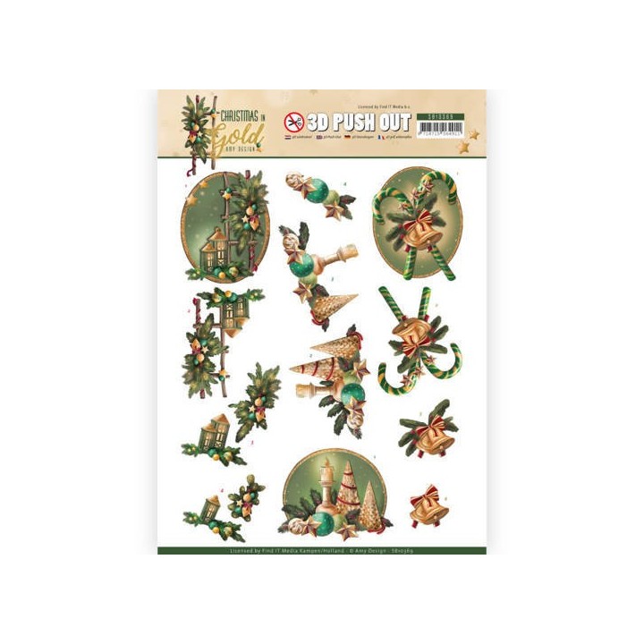 (SB10369)3D Pushout - Amy Design - Christmas in Gold - Lanterns in Gold
