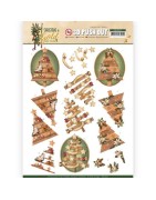 (SB10372)3D Pushout - Amy Design - Christmas in Gold - Trees in Gold
