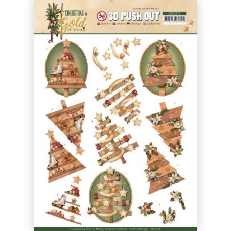 (SB10372)3D Pushout - Amy Design - Christmas in Gold - Trees in Gold
