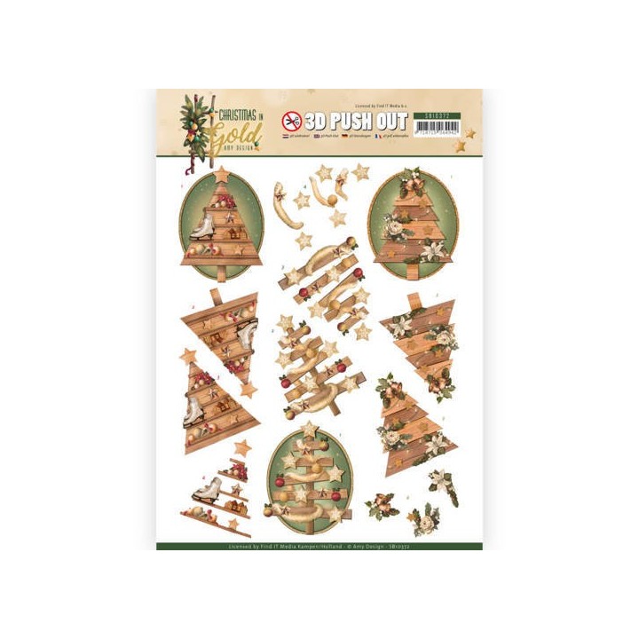 (SB10372)3D Pushout - Amy Design - Christmas in Gold - Trees in Gold