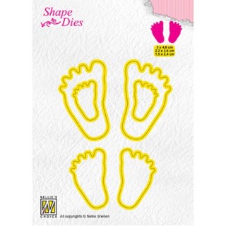 (SD166)Nellie's Shape Dies 3x Baby feet