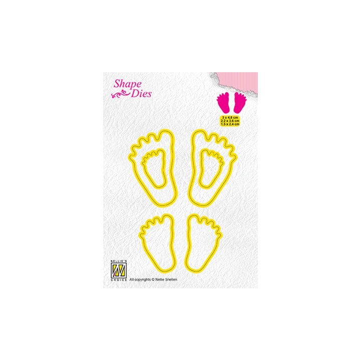 (SD166)Nellie's Shape Dies 3x Baby feet