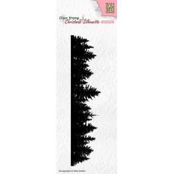 (CSIL005)Nellie's Choice Clear stamps Christmas Silhouette Pine tree border