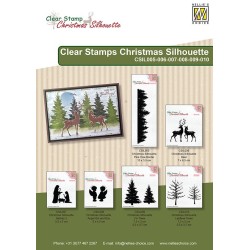 (CSIL009)Nellie's Choice Clear stamps Christmas Silhouette Fir trees