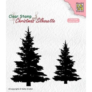 (CSIL009)Nellie's Choice Clear stamps Christmas Silhouette Fir tree