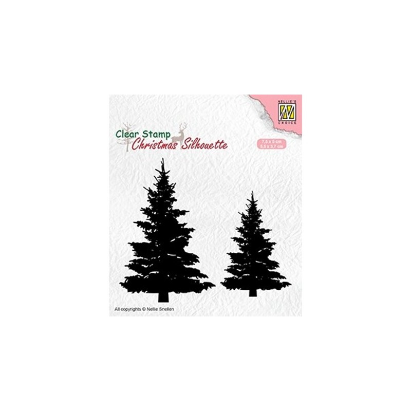 (CSIL009)Nellie's Choice Clear stamps Christmas Silhouette Fir tree