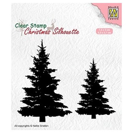(CSIL009)Nellie's Choice Clear stamps Christmas Silhouette Fir tree