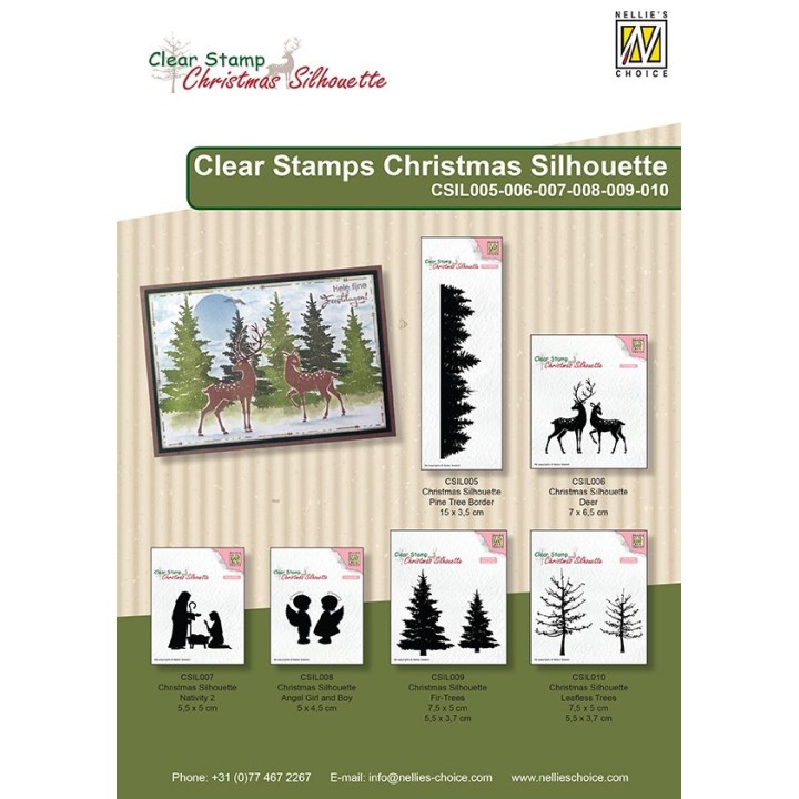 (CSIL010)Nellie's Choice Clear stamps Christmas Silhouette Leafless trees