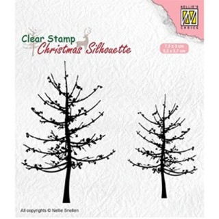 (CSIL010)Nellie's Choice Clear stamps Christmas Silhouette Leafless trees