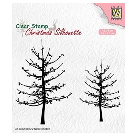 (CSIL010)Nellie's Choice Clear stamps Christmas Silhouette Leafless trees