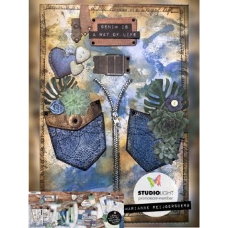 (STENCILDEN137)Studio Light Cutting and Embossing Die Denim Saturdays nr.137