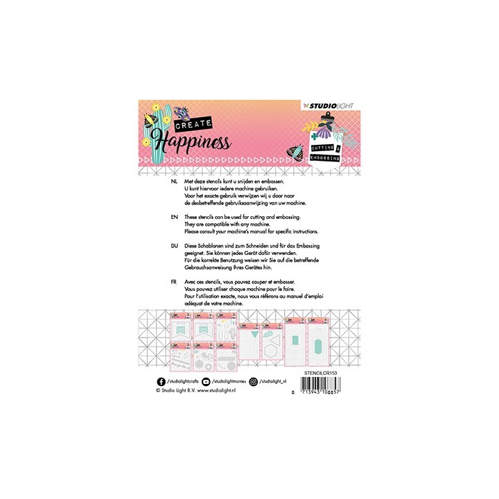 (STENCILCR153)Studio Light Cutting and Embossing Die Create Happiness nr.153