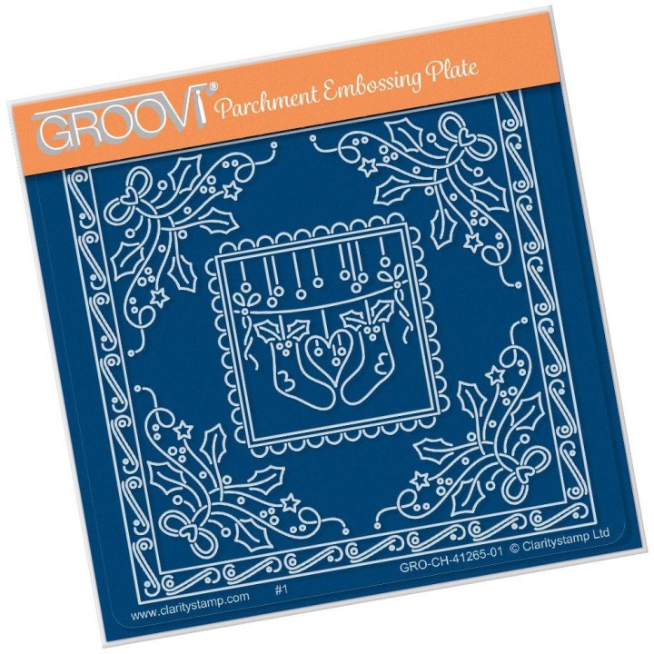 (GRO-ch-41265-01)Groovi® Baby plate A6 TINA'S CHRISTMAS STOCKINGS PARCHLET
