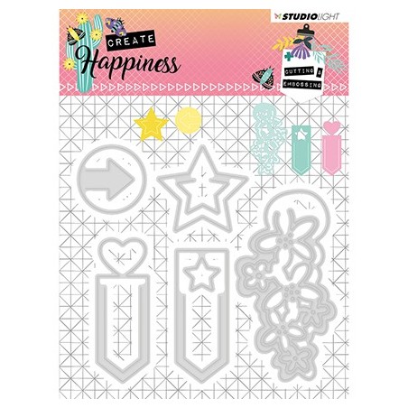 (STENCILCR155)Studio Light Cutting and Embossing Die Create Happiness nr.155