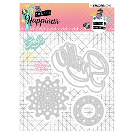 (STENCILCR157)Studio Light Cutting and Embossing Die Create Happiness nr.157